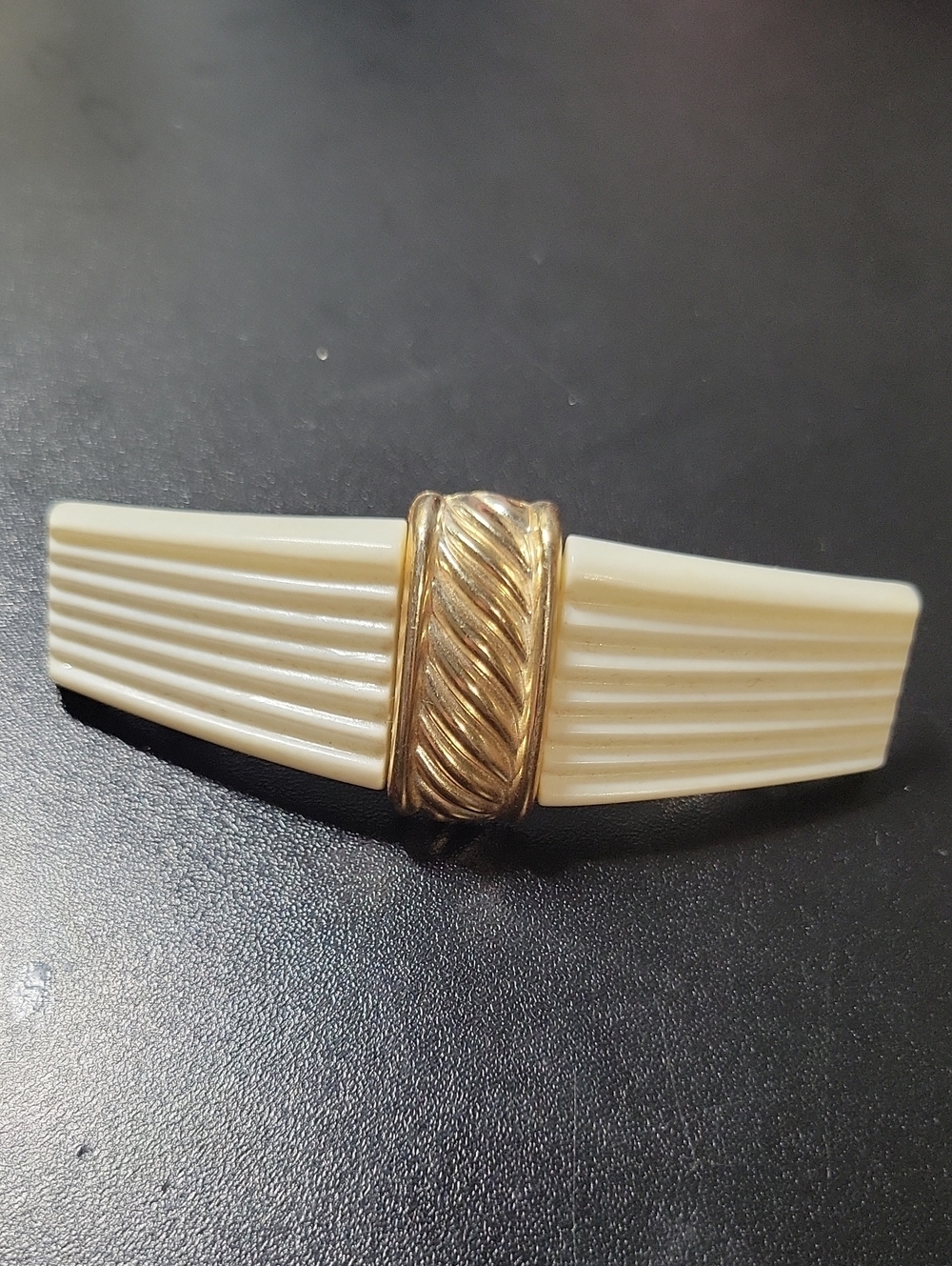 Classic Cream Barrette with Gold Accent